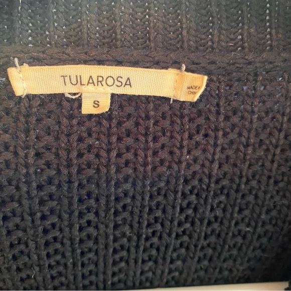 Tularosa Fringe Cardigan Sweater Womens Size Small Black Tie Front Cropped - Picture 9 of 12